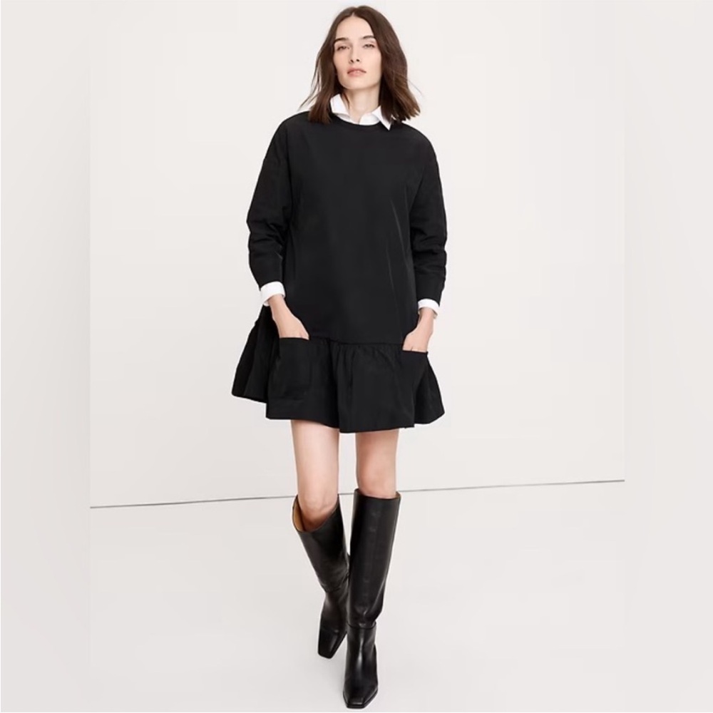 NWT! Banana Republic Black Taffeta Mini Dress - Size Medium (#852362) 🪈